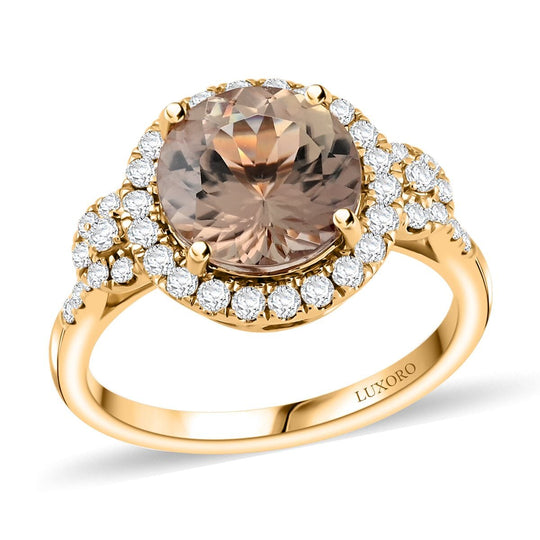 LUXORO AAA Turkizit, Weißer Diamant Ring 585 Gold (Größe 17.00) ca. 4,00 ct