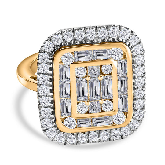 Zirkonia Ring 925 Silber 750 Gelbgold Vermeil (Größe 19.00) 3.91 ct