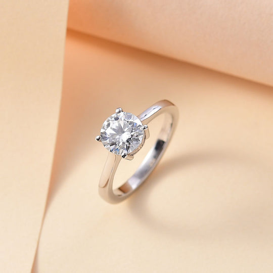 Moissanit Ring 925 Silber platiniert (Größe 21.00) ca. 1,18 ct