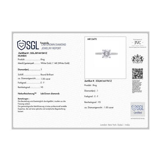 LUXURIANT DIAMOND - Lab Grown Diamant VS Ring 585 Gold (Größe 18.00) ca. 1.00 ct