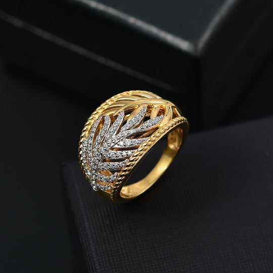 Zirkonia Ring 925 Silber Rhodiniert und 750 Gelbgold Vermeil (Größe 21.00) 0.83 ct