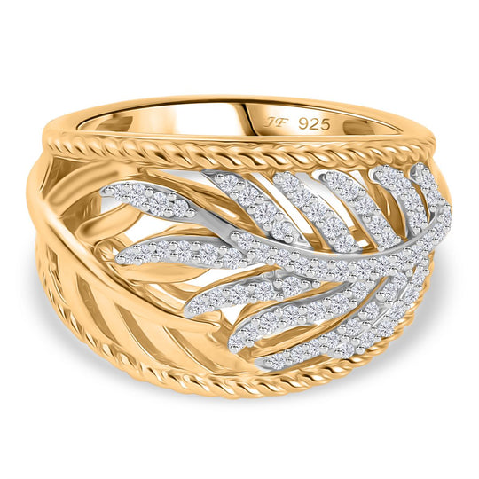 Zirkonia Ring 925 Silber Rhodiniert und 750 Gelbgold Vermeil (Größe 21.00) 0.83 ct