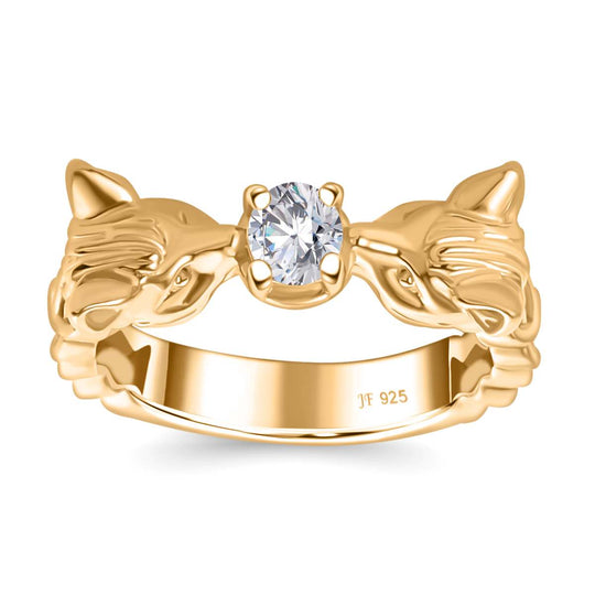 J Francis gefertigt mit Swarovski Zirkonia Ring 925 Silber 750 Gelbgold Vermeil