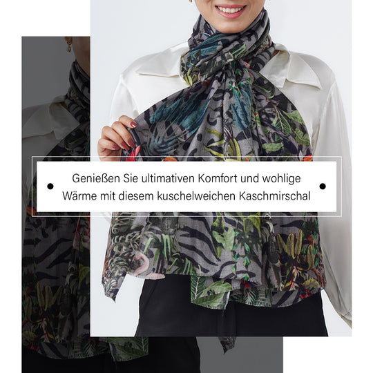Schal aus 100 % Premium-Kaschmir mit Digitaldruck, 70 x 200 cm, abstraktes Aquarell