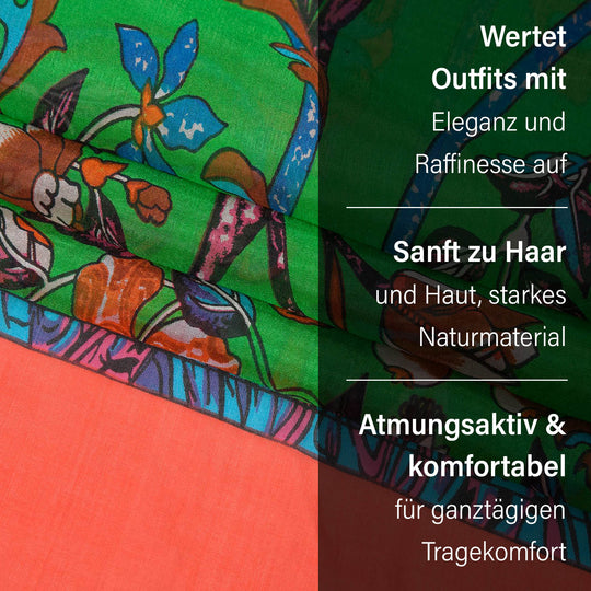 LA MAREY - 100% Maulbeeren-Seidenschal, Chiffon, 110x180 cm, Türkis