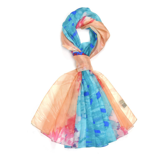 LA MAREY - 100% Maulbeeren-Seidenschal, Chiffon, 110x180 cm, Türkis