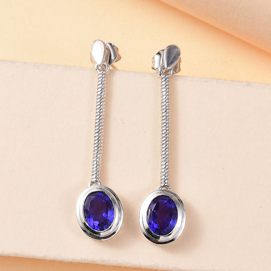 Tansanit-Farbe Quarz Ohrringe 925 Silber rhodiniert ca. 2.88 ct