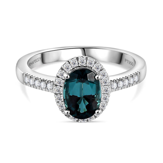 Rhapsody AAAA Pirineu Lagunen Turmalin, Weißer Diamant Ring 950 Platin (Größe 20.00) ca. 2.03 ct