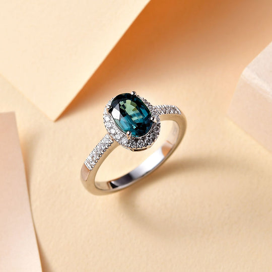 Rhapsody AAAA Pirineu Lagunen Turmalin, Weißer Diamant Ring 950 Platin (Größe 20.00) ca. 2.03 ct