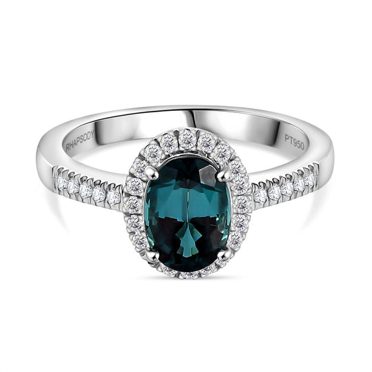 Rhapsody AAAA Pirineu Lagunen Turmalin, Weißer Diamant Ring 950 Platin (Größe 20.00) ca. 2.03 ct