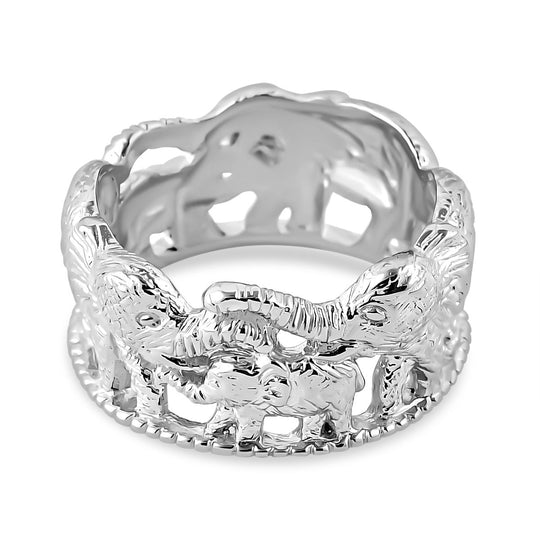 Royal Bali - Ring mit Elefantenfamilien-Design, 925 Silber, (Größe 19.00) ca. 7,12g
