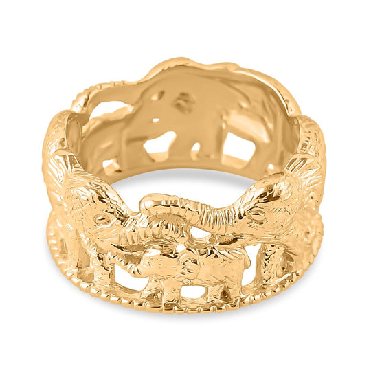 Royal Bali - Ring mit Elefantenfamilien-Design, Gelbgold Vermeil, (Größe 20.00) ca. 7,31g