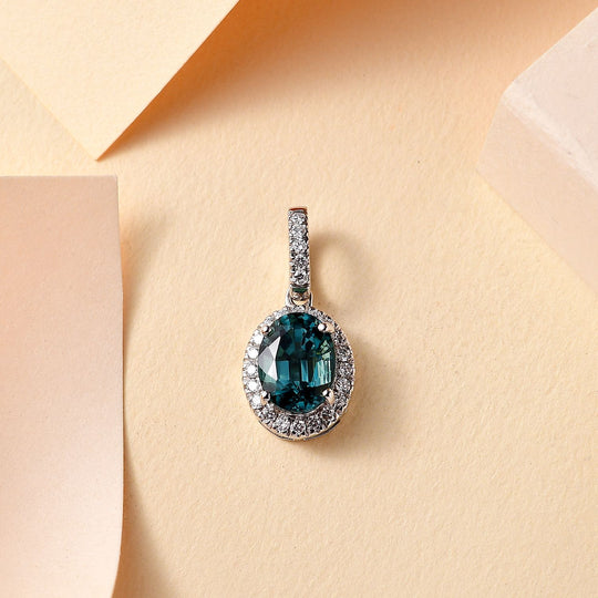 Rhapsody AAAA Pirineu Lagunen Turmalin, Weißer Diamant SGL zertifiziert Anhänger 950 Platin ca. 1,98 ct.