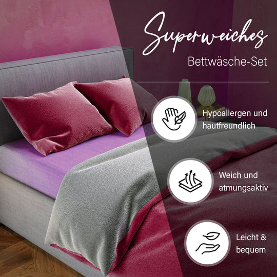 Leonado Vicenti - Supersoft-Bettwäsche-Set, Bettbezug 135x200 cm, Kissenbezug 80x80 cm, wendbar, Oliv-Grün