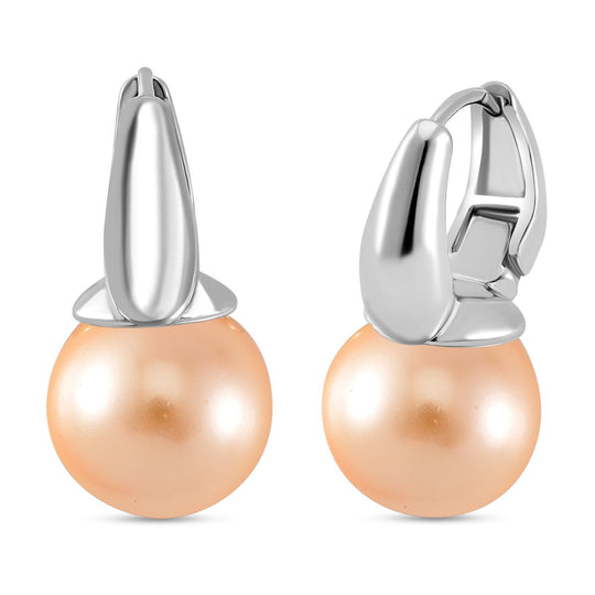 Goldene (11-13mm) Muschelkernperle Ohrringe, Messing