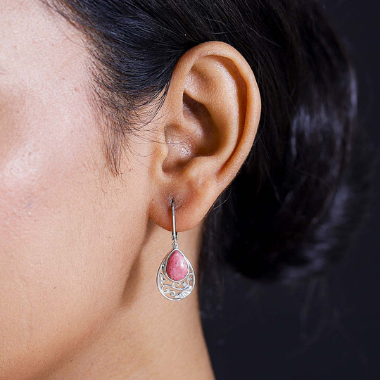 AA Norwegische Thulit Ohrringe, Silberfarben, ca. 4.63 ct