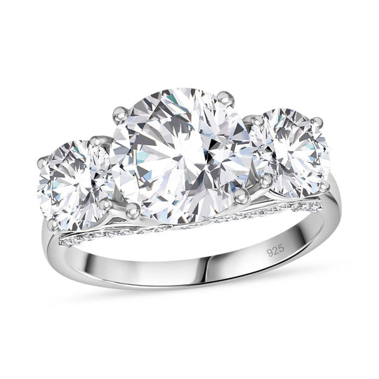 Moissanit Ring 925 Silber rhodiniert (Größe 18.00) ca. 4.24 ct