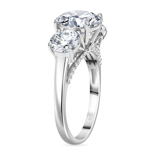 Moissanit Ring 925 Silber rhodiniert (Größe 18.00) ca. 4.24 ct