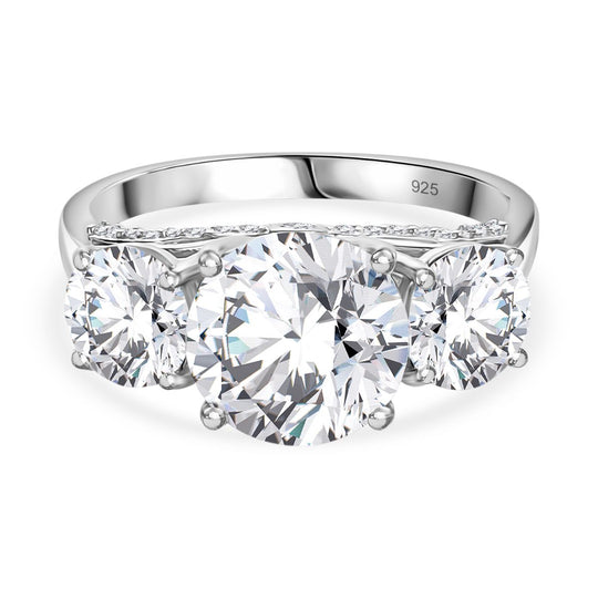 Moissanit Ring 925 Silber rhodiniert (Größe 18.00) ca. 4.24 ct