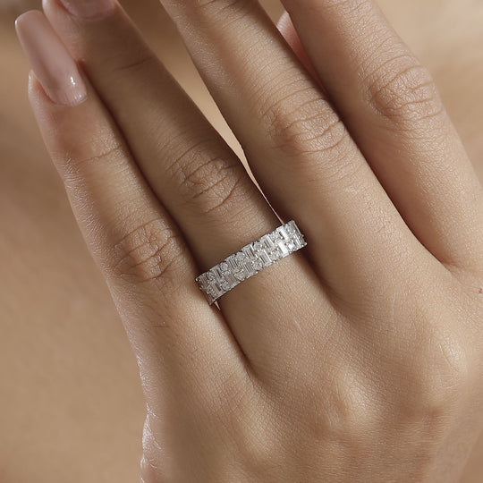 Moissanit Ring 925 Silber rhodiniert ca. 0.95 ct