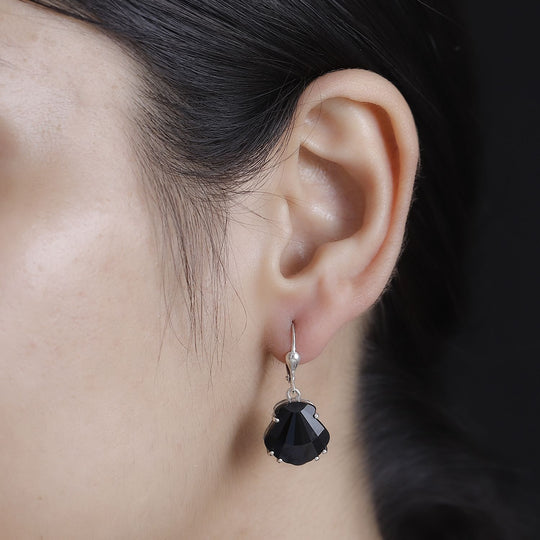 J Francis gefertigt mit SWAROVSKI - Geräucherter Topas Kristall Ohrringe 925 Silber rhodiniert