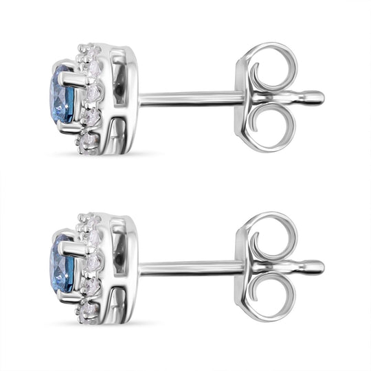 LUXURIANT DIAMOND - Lab Grown Blauer Diamant, Lab Grown Diamant SI-GH Ohrringe 925 Silber platiniert ca. 0.50 ct