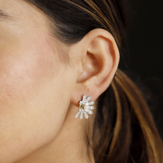 J Francis gefertigt mit SWAROVSKI - Gelber Zirkonia, Zirkonia Ohrringe 925 Silber rhodiniert