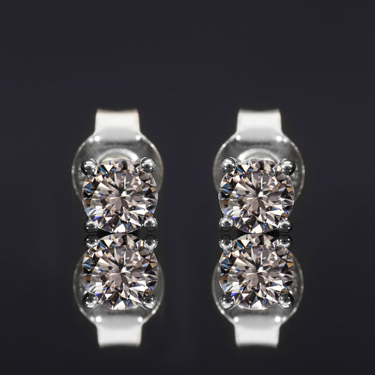 LUXURIANT VS-GH Labor Diamant Solitär Ohrringe, 925 Silber Gelbgold Vermeil - 0,33 ct.