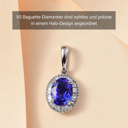 Rhapsody AAAA Tansanit, Weißer Diamant Anhänger 950 Platin ca. 2,20 ct.