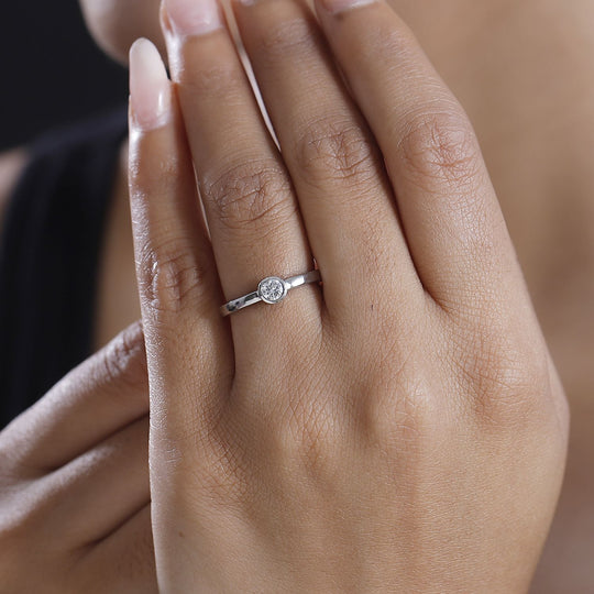 LUXURIANT DIAMOND - Lab Grown Diamant VS-EF Ring 925 Silber Rhodiniert (Größe 22.00) ca. 0,25 ct