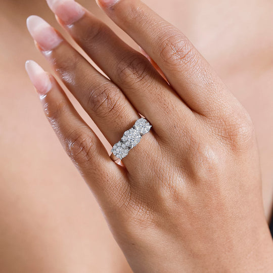 LUXURIANT SGL zertifizierter VS Labor Diamant Ring, 925 Silber rhodiniert - 1 ct.