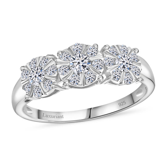 LUXURIANT SGL zertifizierter VS Labor Diamant Ring, 925 Silber rhodiniert - 1 ct.