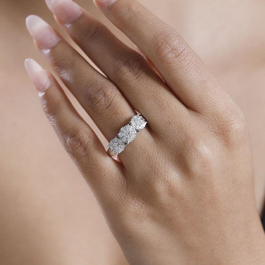 LUXURIANT DIAMOND - Lab Grown Diamant VS SGL zertifiziert Ring 925 Silber rhodiniert (Größe 17.00) ca. 1.00 ct