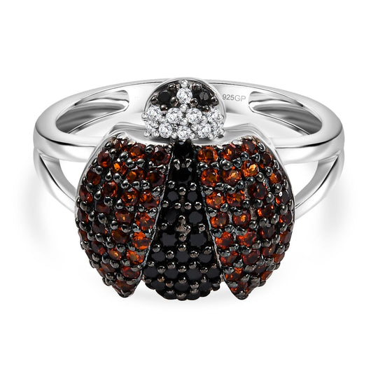 GP Trionfo Kollektion - Kanchanaburi Blauer Saphir, Schwarzer Spinell Ring 925 Silber rhodiniert (Größe 21.00) ca. 1.04 ct