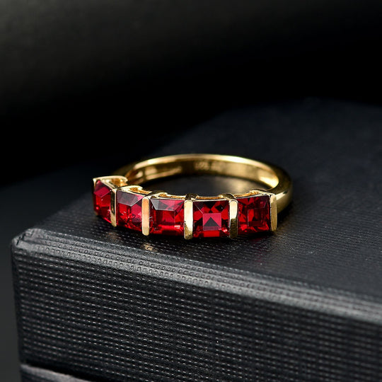Siam Farbe Kristall Ring 925 Silber platiniert (Größe 20.00) 1.56 ct