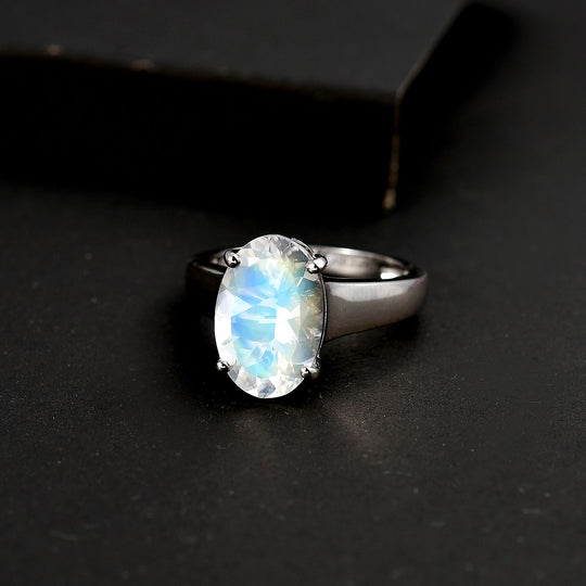 RHAPSODY - SELTENSTE AAAA Natürlicher Malagasy Mondstein Ring 950 Platin (Größe 18.00) ca. 4.13 ct