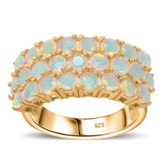 AAA Natürlicher, äthiopischer Welo Opal Ring 925 Silber Gelbgold Vermeil (Größe 18.00) ca. 2,02 ct
