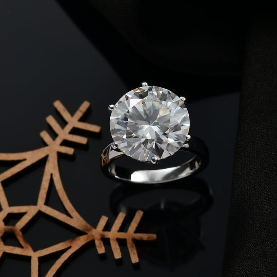 D'Joy Moissanit Ring 925 Silber Rhodiniert (Größe 20.00) ca. 9,81 ct
