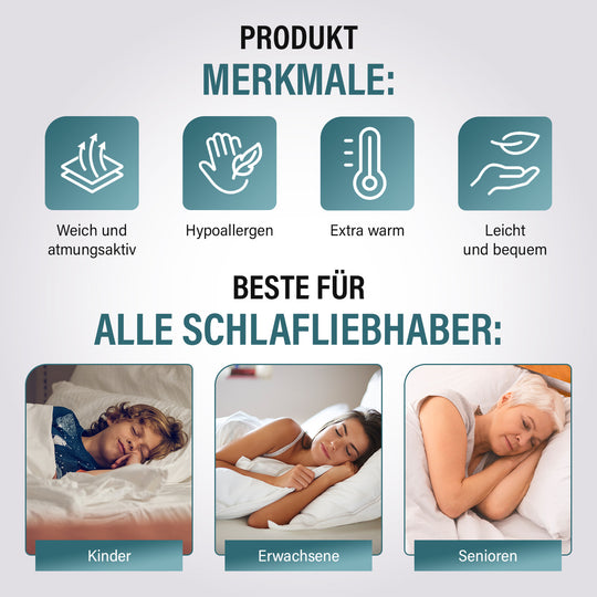 Serenity Night - Daunende-Steppdecke mit antiallergischem und antibakteriellem Mikrofaserbezug, 135 x 200 cm
