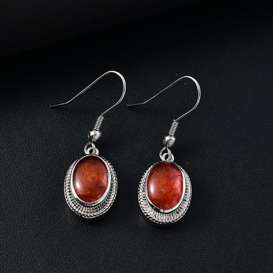 Feuer Opal Matrix Ohrringe 950 Kupfer ca. 8,00 ct.