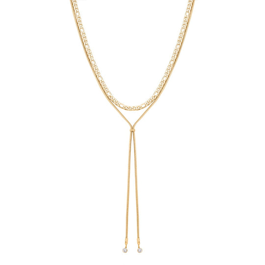 Kristall Y-Halskette, ca. 52 cm, goldfarben