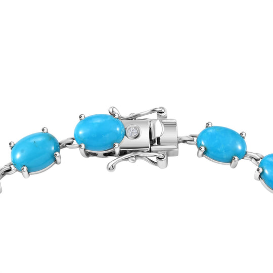 Sleeping Beauty Türkis, Lab Grown Diamant Armband ca. 19 cm 925 Silber rhodiniert ca. 18,63 ct.