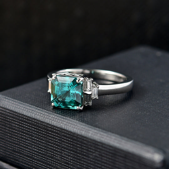 RHAPSODY - AAAA Pirineu Lagunen Turmalin, Weißer Diamant Ring 950 Platin (Größe 19.00) ca. 2.72 ct