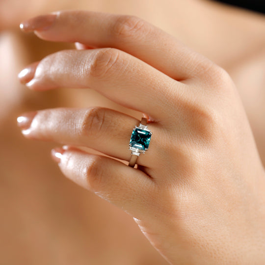 RHAPSODY - AAAA Pirineu Lagunen Turmalin, Weißer Diamant Ring 950 Platin (Größe 19.00) ca. 2.72 ct