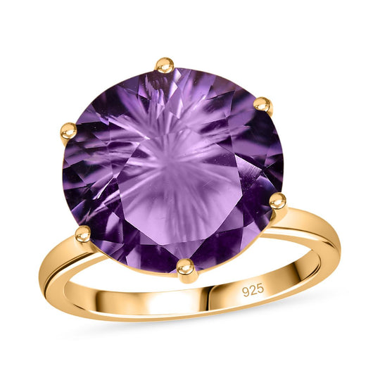 Sternlicht-Schliff Rose De France Amethyst Ring, 925 Silber 750 Gelbgold Vermeil (Größe 19.00) ca. 9.52 ct