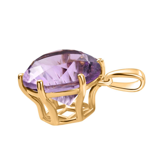 Rose De France Amethyst Anhänger 925 Silber 750 Gelbgold Vermeil ca. 9,51 ct.
