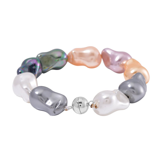 Sleeping Beauty türkisfarbenes Muschelkernperle Edelstahl Armband, 21,5cm