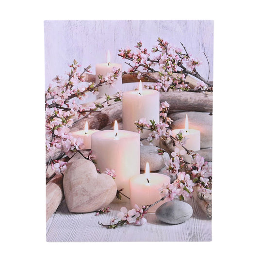 LED-Leinwandbild mit Orchideenmotiv, 30 x 40 cm, MDF-Rahmen, batteriebetrieben