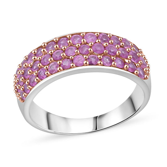 AA Rosa Saphir Ring 925 Silber rhodiniert (Größe 19.00) ca. 1,48 ct