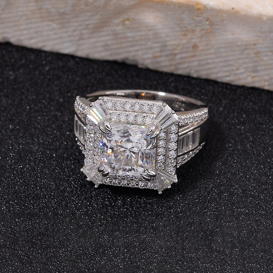 Moissanit Ring 925 Silber rhodiniert (Größe 18.00) ca. 4,19 ct